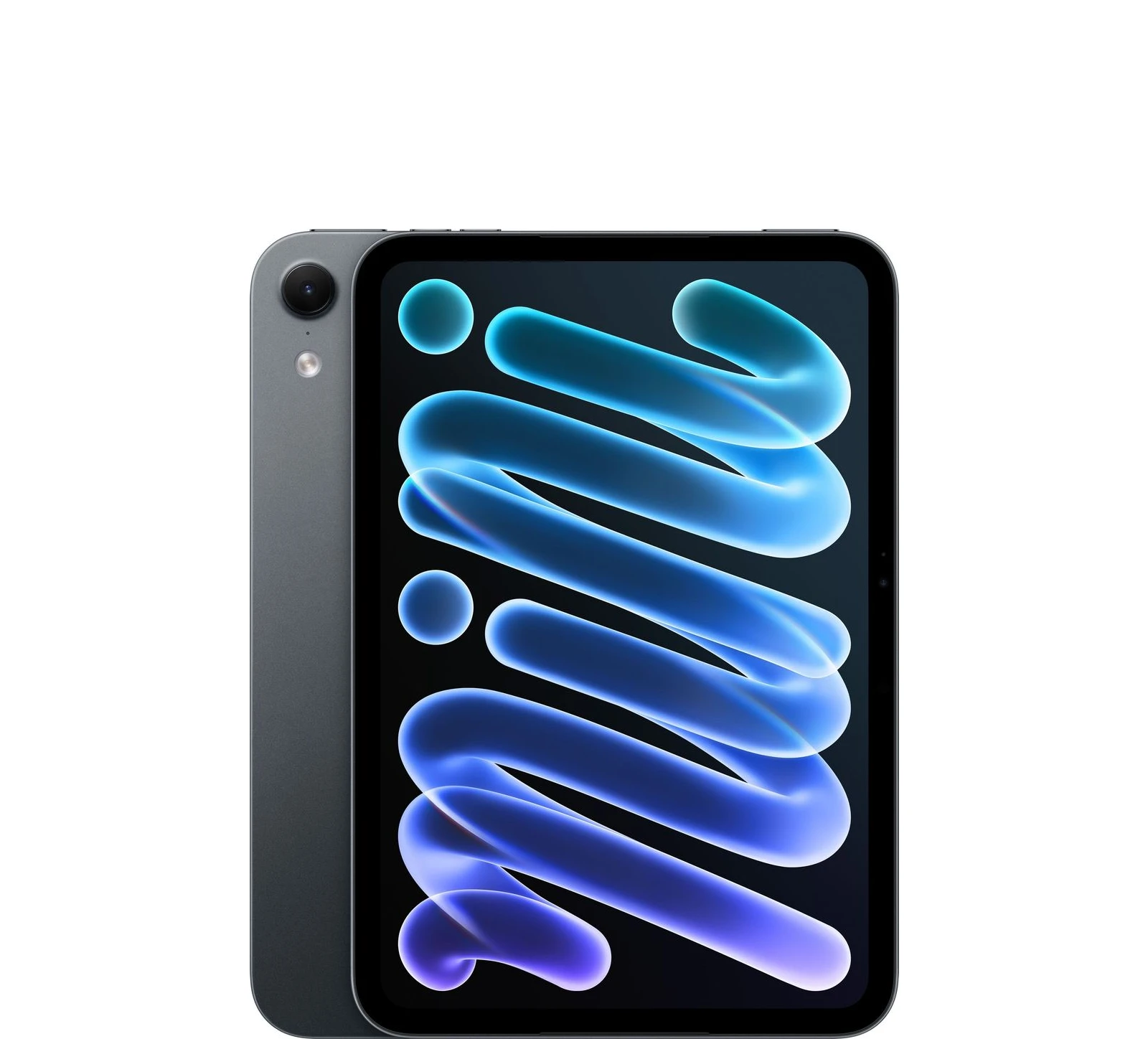 iPad mini in Midnight, front and back view.
